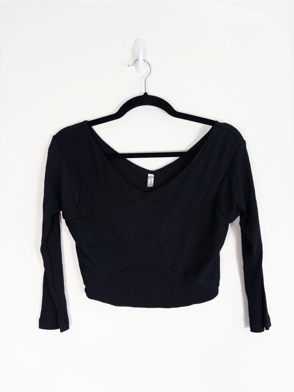 Intimately Free People Black 3/4 Sleeve Crop Top
